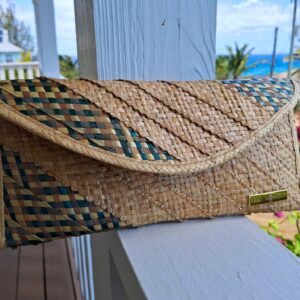 Jasmine Straw Clutch Purse Front by Teri Monique