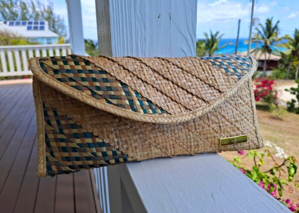 Jasmine Straw Clutch Purse Front by Teri Monique